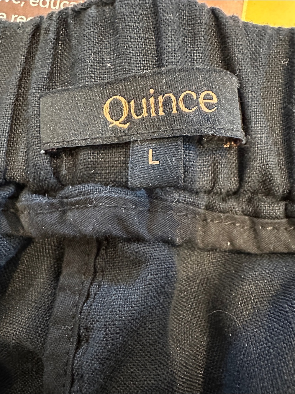 Quince Black Elastic-Waist Linen Blend Pants